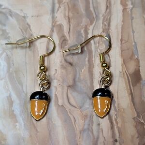 Gold Acorn Dangle Earrings